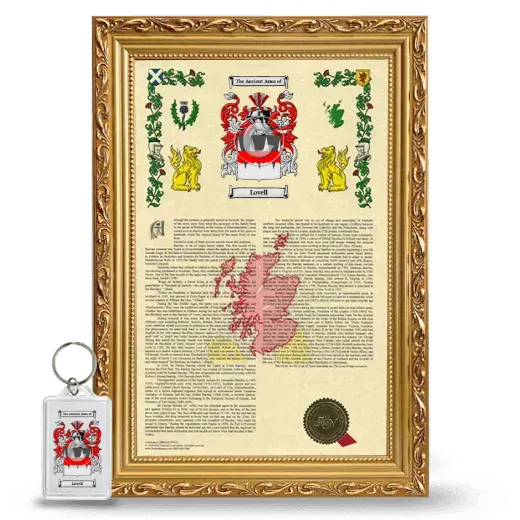 Lovell Framed Armorial History and Keychain - Gold