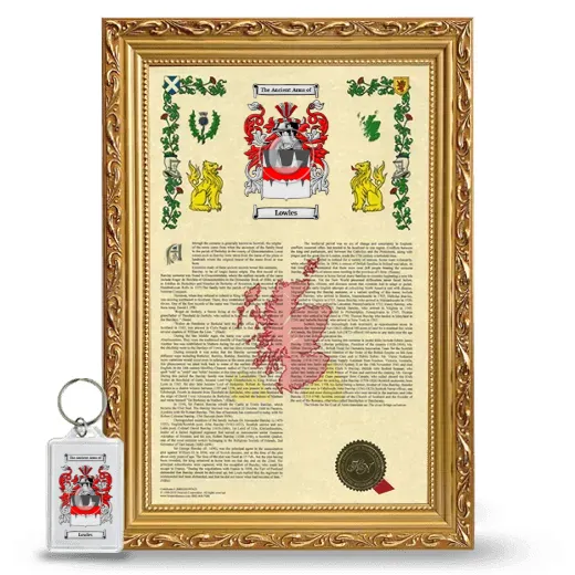 Lowles Framed Armorial History and Keychain - Gold