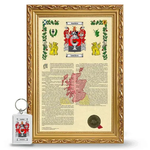 Lowrison Framed Armorial History and Keychain - Gold