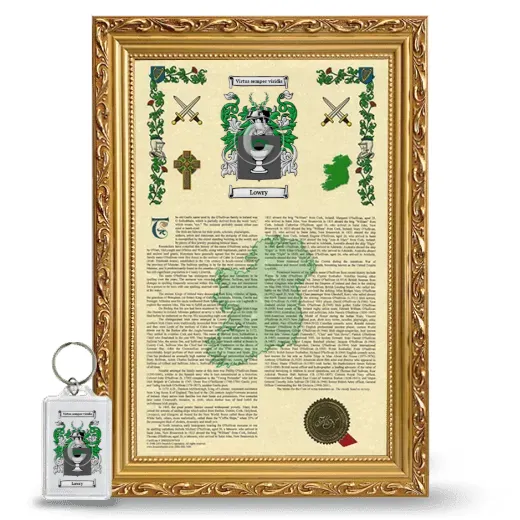 Lowry Framed Armorial History and Keychain - Gold