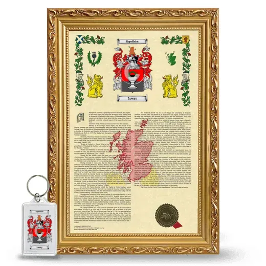 Lowry Framed Armorial History and Keychain - Gold