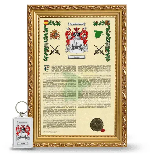 Loyola Framed Armorial History and Keychain - Gold