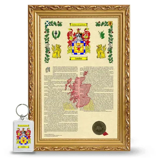 Lundon Framed Armorial History and Keychain - Gold