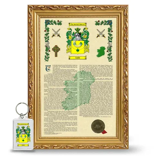 Lurie Framed Armorial History and Keychain - Gold