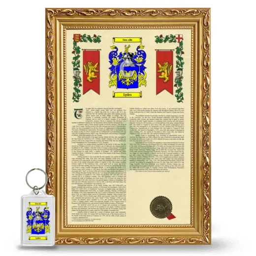 Lydes Framed Armorial History and Keychain - Gold