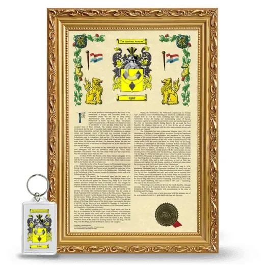 Lynt Framed Armorial History and Keychain - Gold