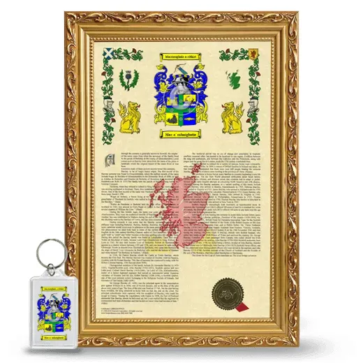 Mac a' mhaighstir Framed Armorial History and Keychain - Gold