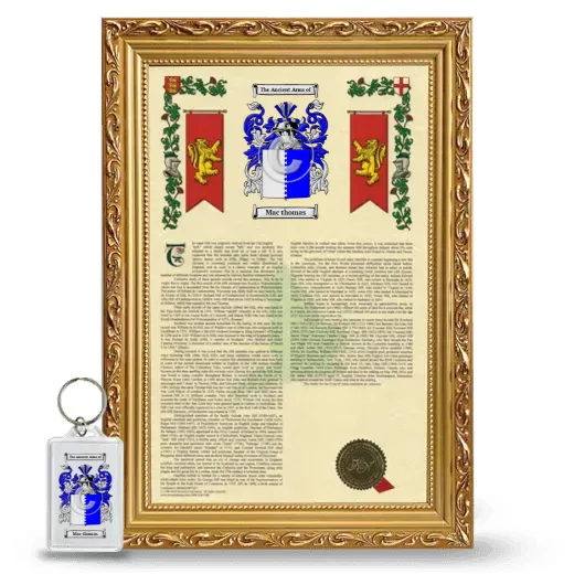 Mac thomas Framed Armorial History and Keychain - Gold