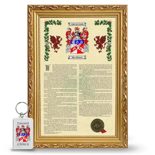 Mac thomas Framed Armorial History and Keychain - Gold