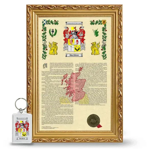 MacAfeent Framed Armorial History and Keychain - Gold