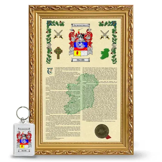 MacAffy Framed Armorial History and Keychain - Gold