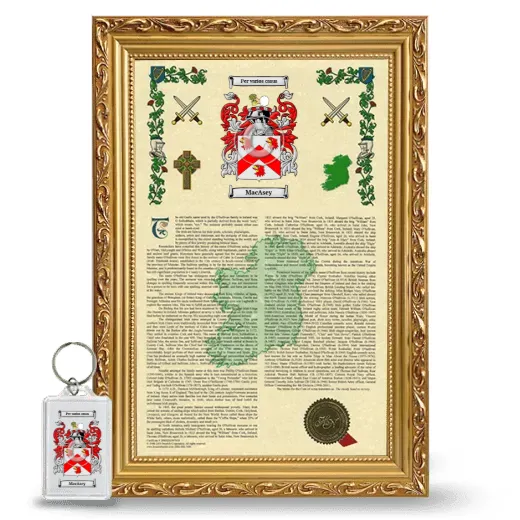 MacAsey Framed Armorial History and Keychain - Gold