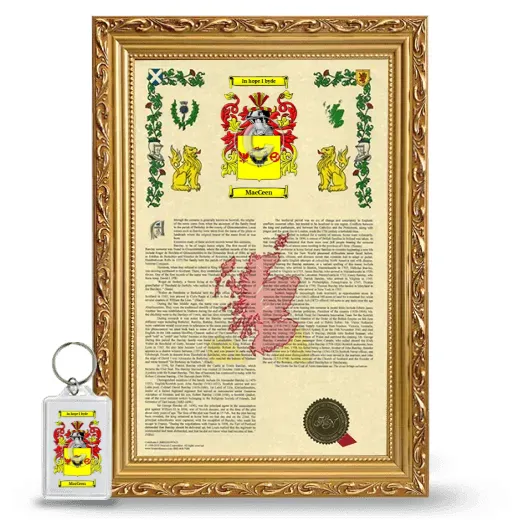 MacCeen Framed Armorial History and Keychain - Gold