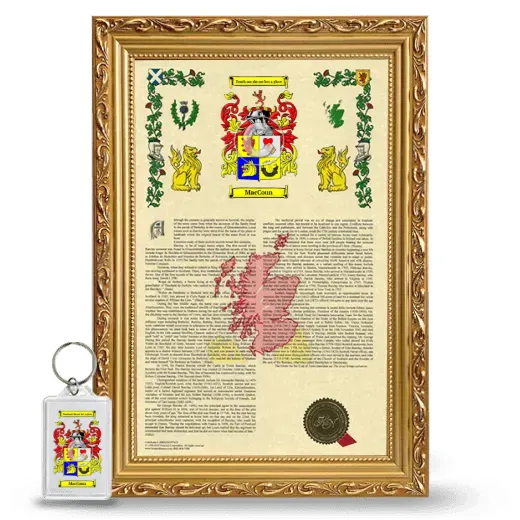 MacCoun Framed Armorial History and Keychain - Gold