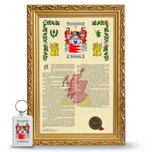 MacEanruig Framed Armorial History and Keychain - Gold