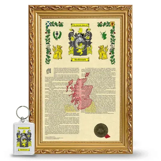 MacEtteryck Framed Armorial History and Keychain - Gold