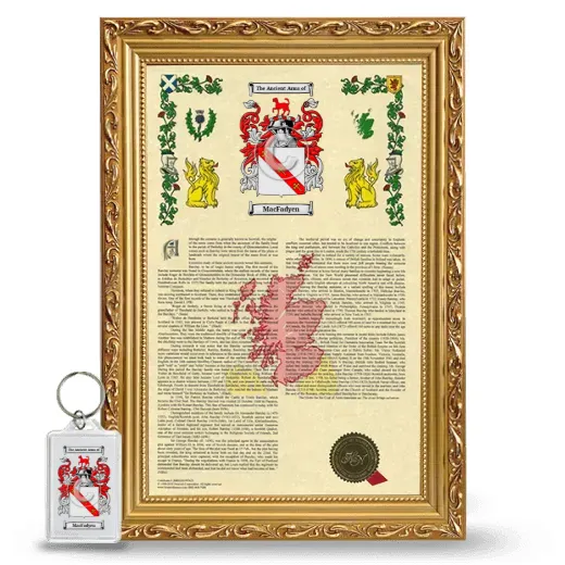 MacFadyen Framed Armorial History and Keychain - Gold