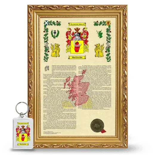 MacGeachie Framed Armorial History and Keychain - Gold