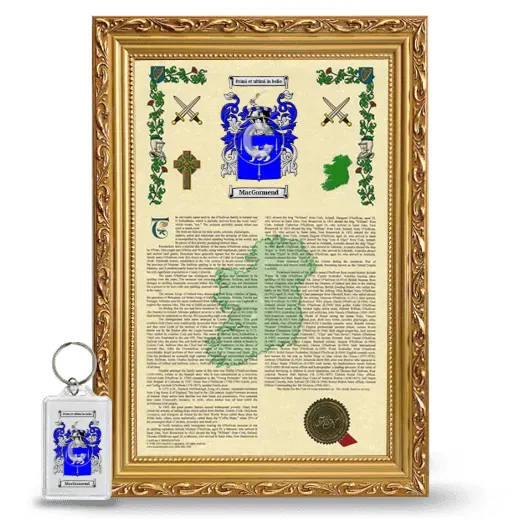 MacGormend Framed Armorial History and Keychain - Gold