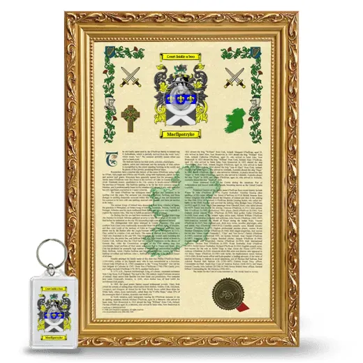 MacIlpatryke Framed Armorial History and Keychain - Gold