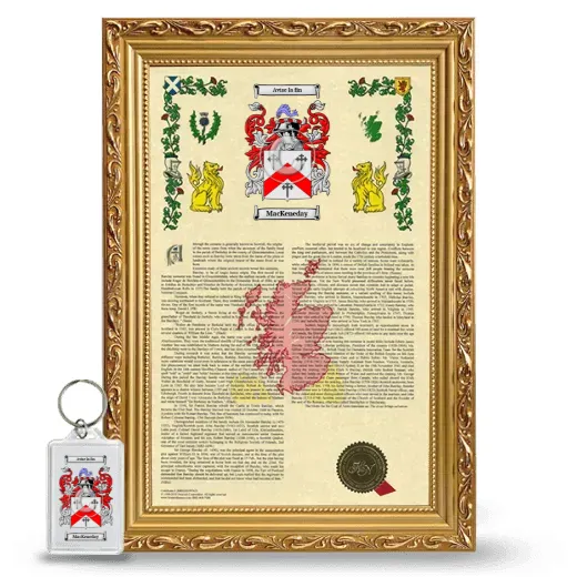 MacKeneday Framed Armorial History and Keychain - Gold