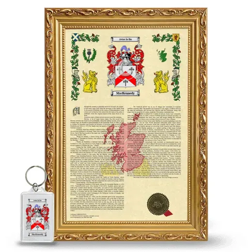 MacKennedy Framed Armorial History and Keychain - Gold