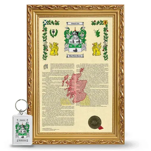 MacMutcheon Framed Armorial History and Keychain - Gold
