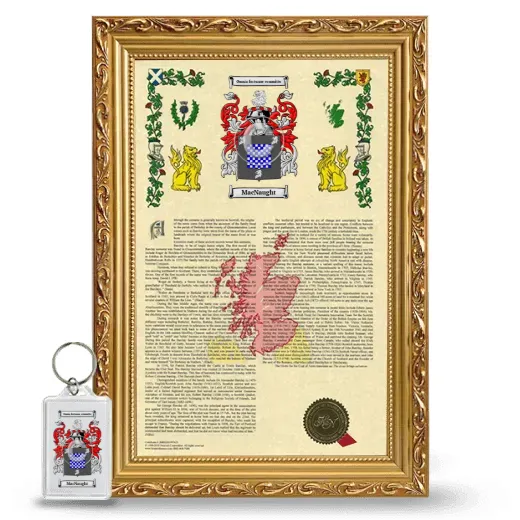 MacNaught Framed Armorial History and Keychain - Gold