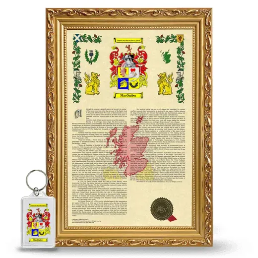 MacOmber Framed Armorial History and Keychain - Gold
