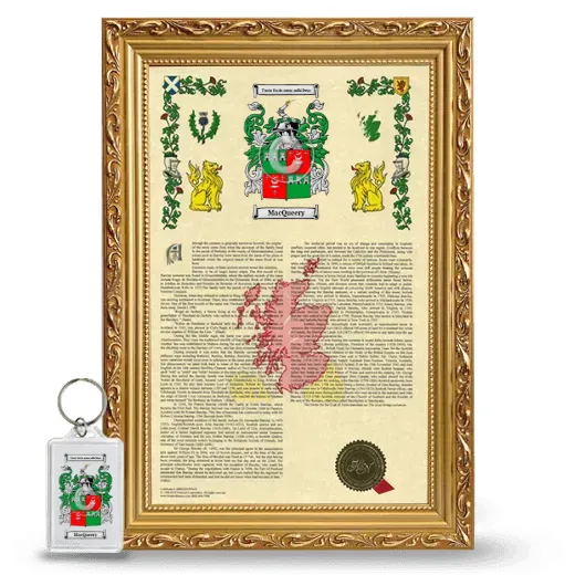 MacQueery Framed Armorial History and Keychain - Gold
