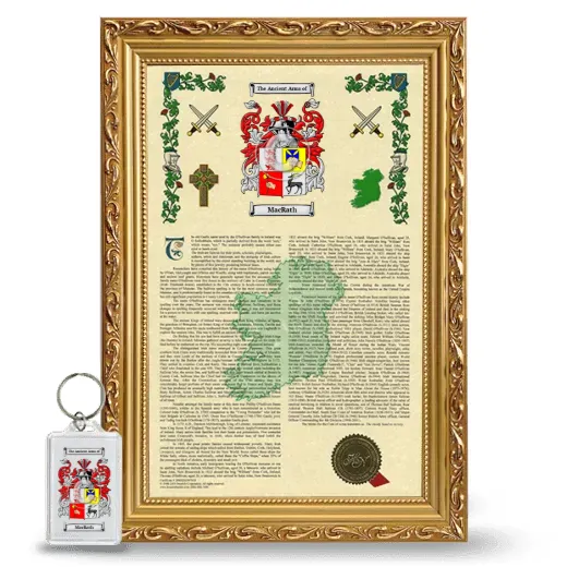 MacRath Framed Armorial History and Keychain - Gold