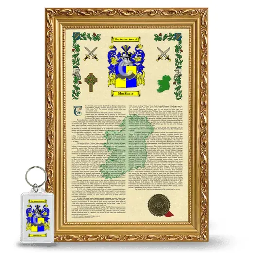 Macsherry Framed Armorial History and Keychain - Gold