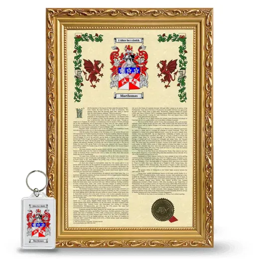 Macthomas Framed Armorial History and Keychain - Gold