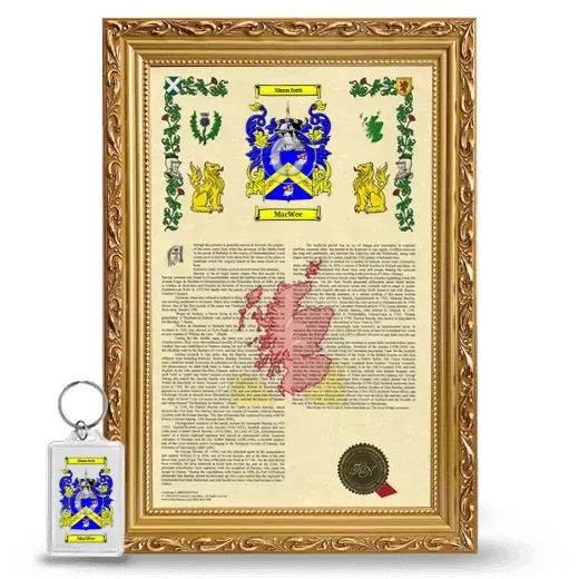 MacWee Framed Armorial History and Keychain - Gold