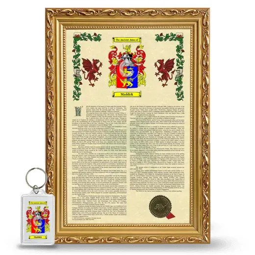 Maddick Framed Armorial History and Keychain - Gold