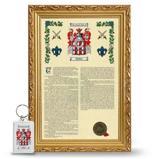 Madore Framed Armorial History and Keychain - Gold