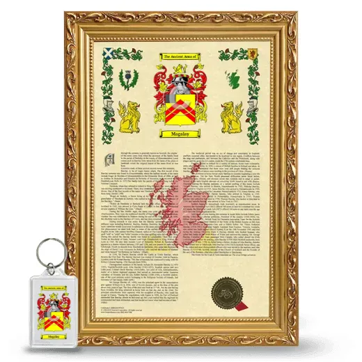 Magalay Framed Armorial History and Keychain - Gold
