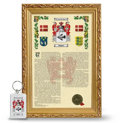Magnus Framed Armorial History and Keychain - Gold