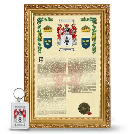 Magnuson Framed Armorial History and Keychain - Gold