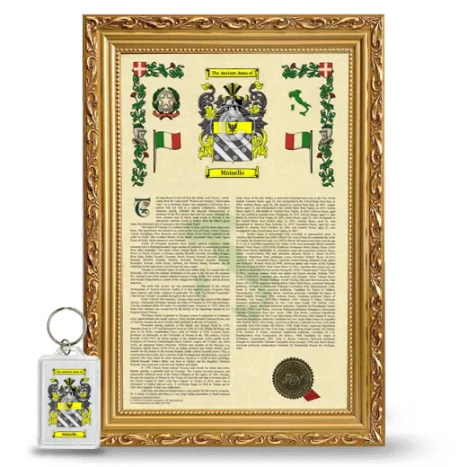 Mainello Framed Armorial History and Keychain - Gold