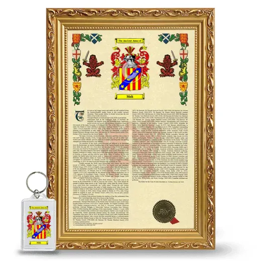 Mak Framed Armorial History and Keychain - Gold
