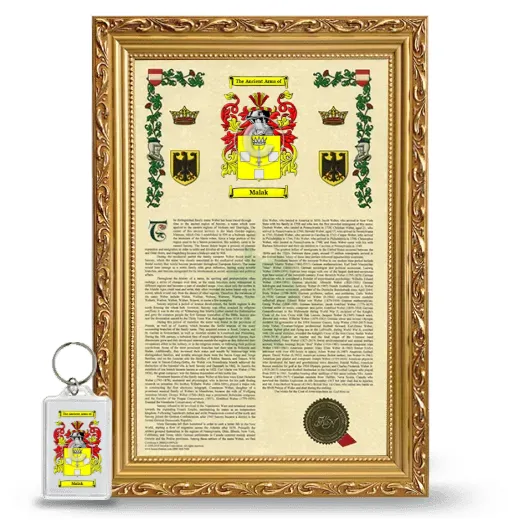 Malak Framed Armorial History and Keychain - Gold