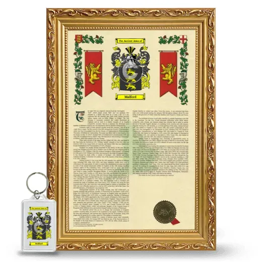 Malford Framed Armorial History and Keychain - Gold
