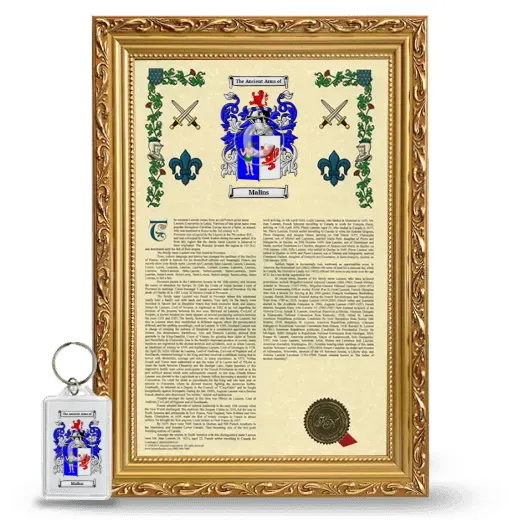 Malins Framed Armorial History and Keychain - Gold
