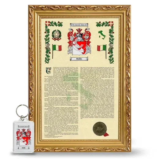 Mallia Framed Armorial History and Keychain - Gold
