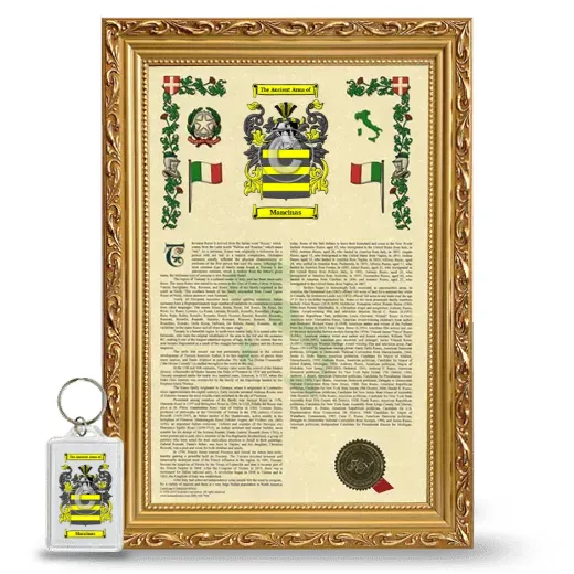 Mancinas Framed Armorial History and Keychain - Gold