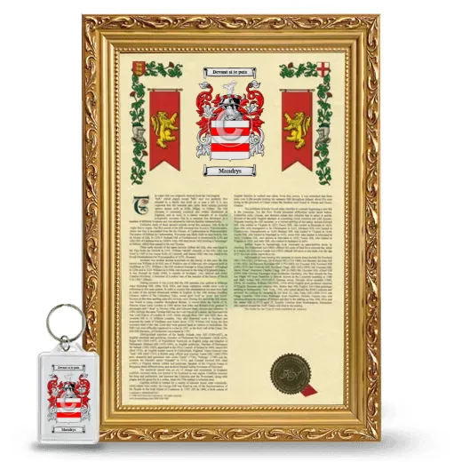 Mandrys Framed Armorial History and Keychain - Gold