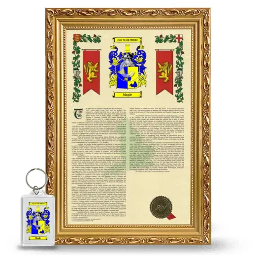 Maple Framed Armorial History and Keychain - Gold