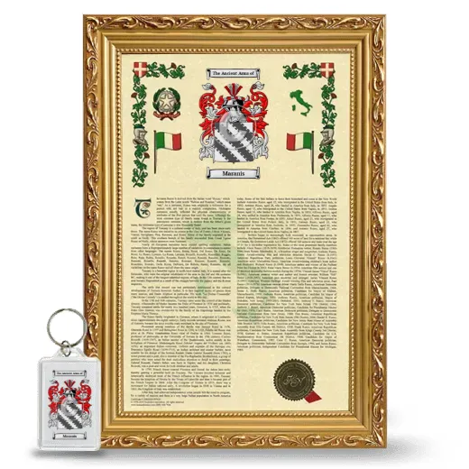 Maranis Framed Armorial History and Keychain - Gold