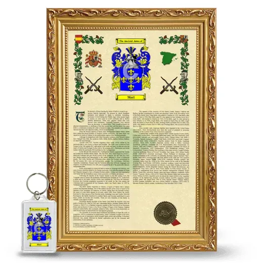 Mari Framed Armorial History and Keychain - Gold